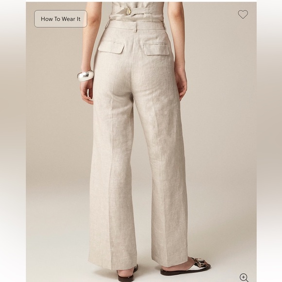 J.Crew NWOT SZ 6 100% NATURAL LINEN Wide-leg Essential Pant 100% linen - Picture 8 of 15